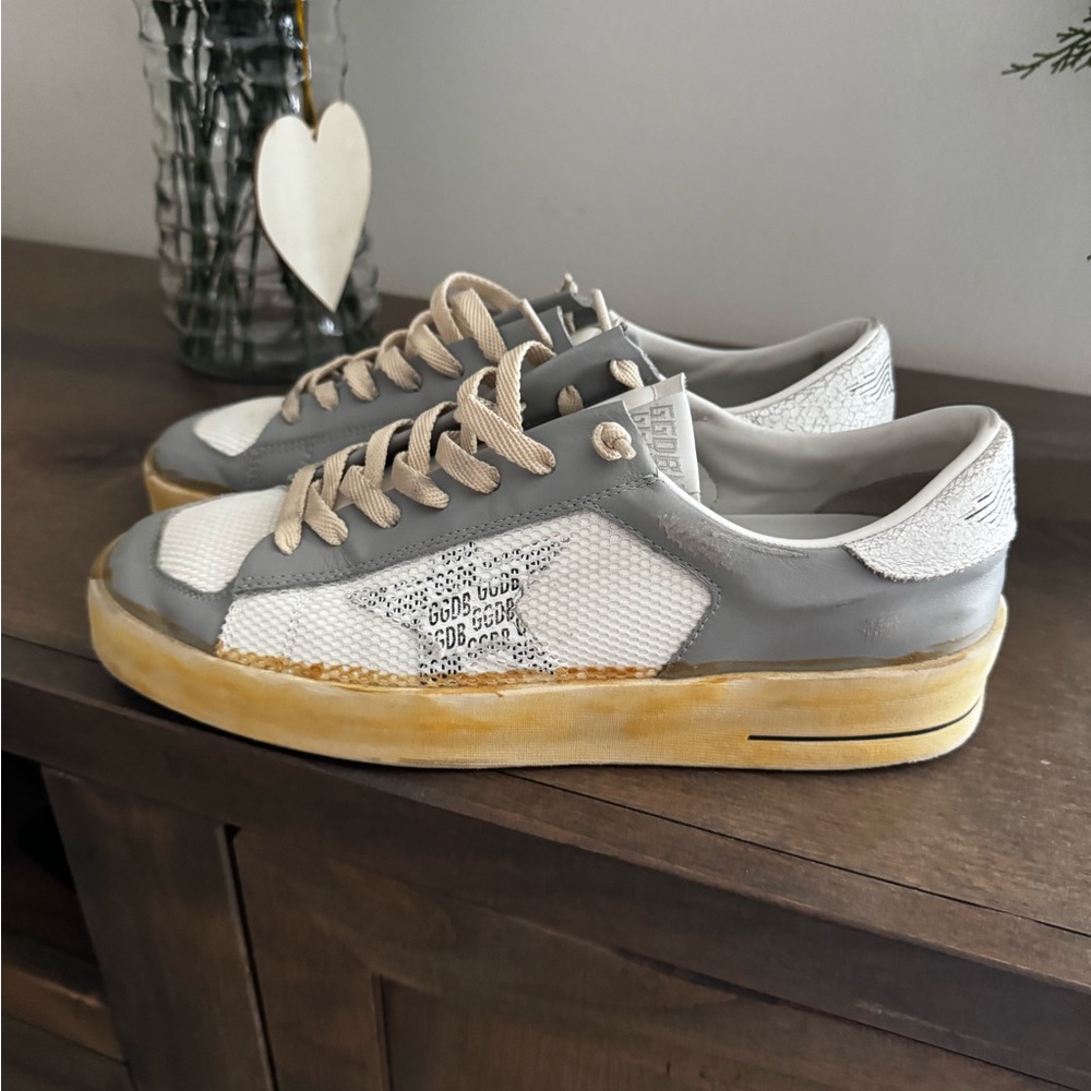 Golden Goose Gray and White Sneakers